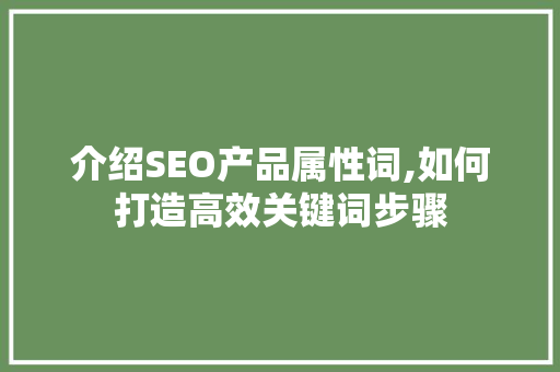 介绍SEO产品属性词,如何打造高效关键词步骤
