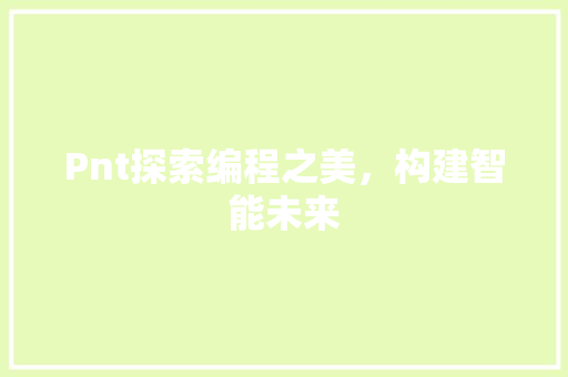 Pnt探索编程之美，构建智能未来