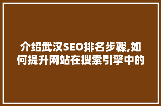 介绍武汉SEO排名步骤,如何提升网站在搜索引擎中的排名