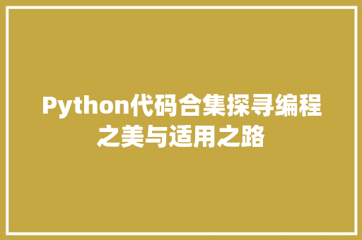 Python代码合集探寻编程之美与适用之路