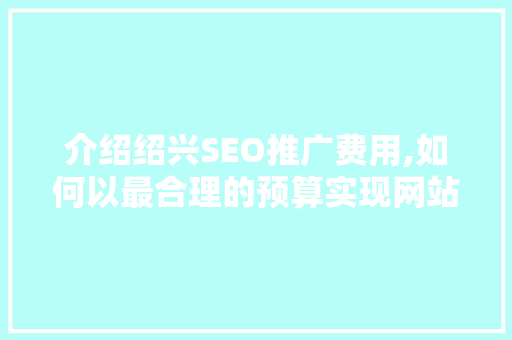介绍绍兴SEO推广费用,如何以最合理的预算实现网站优化