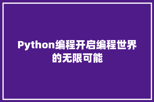 Python编程开启编程世界的无限可能