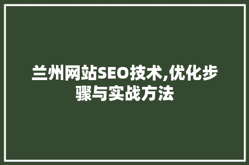 兰州网站SEO技术,优化步骤与实战方法