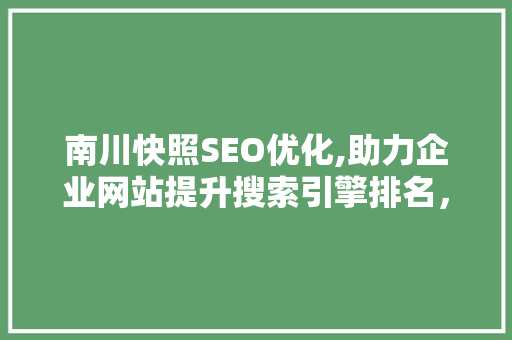 南川快照SEO优化,助力企业网站提升搜索引擎排名，抢占市场先机