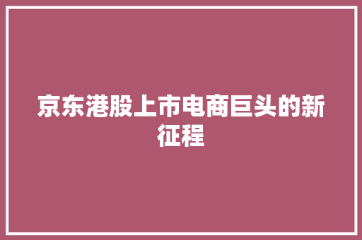 京东港股上市电商巨头的新征程