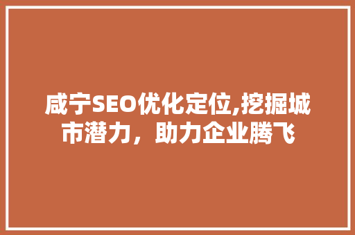 咸宁SEO优化定位,挖掘城市潜力，助力企业腾飞