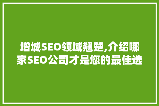 增城SEO领域翘楚,介绍哪家SEO公司才是您的最佳选择