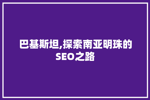 巴基斯坦,探索南亚明珠的SEO之路