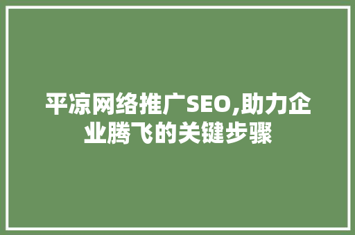 平凉网络推广SEO,助力企业腾飞的关键步骤