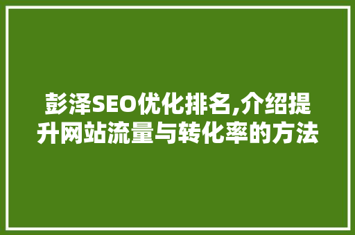 彭泽SEO优化排名,介绍提升网站流量与转化率的方法