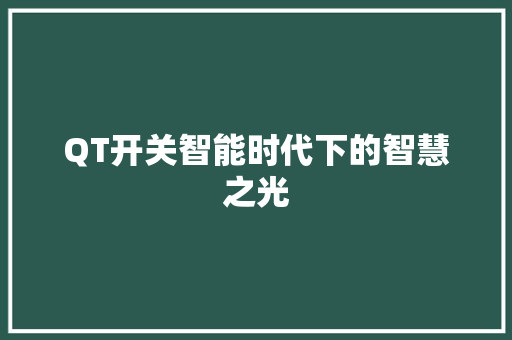QT开关智能时代下的智慧之光