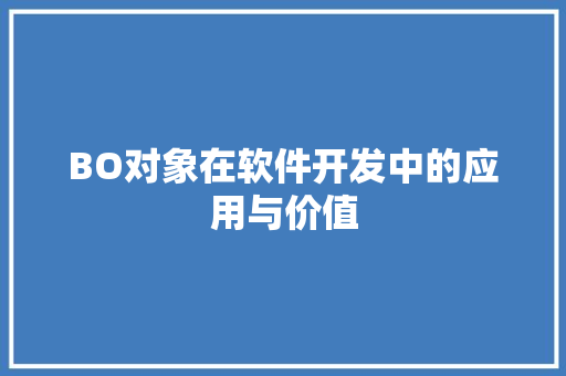 BO对象在软件开发中的应用与价值