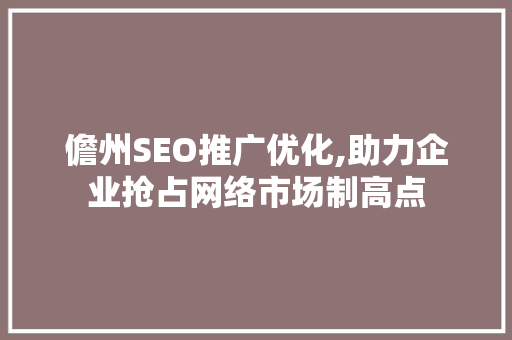 儋州SEO推广优化,助力企业抢占网络市场制高点