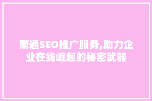 南通SEO推广服务,助力企业在线崛起的秘密武器