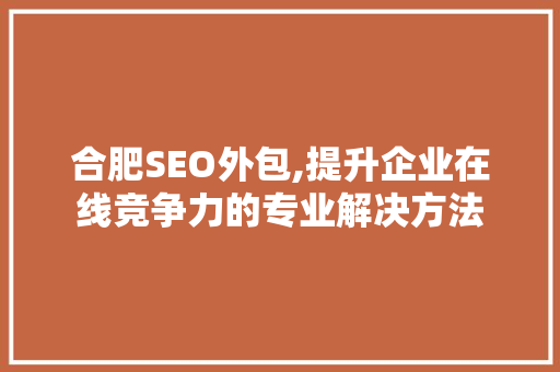 合肥SEO外包,提升企业在线竞争力的专业解决方法