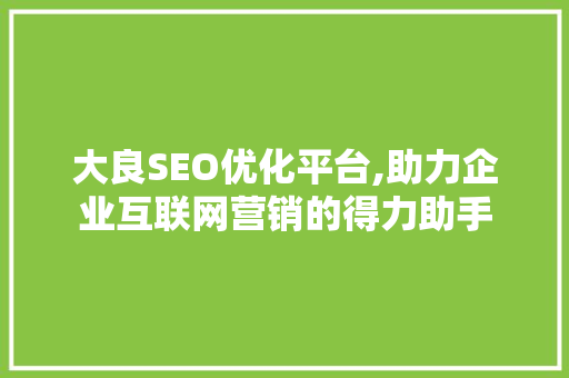 大良SEO优化平台,助力企业互联网营销的得力助手