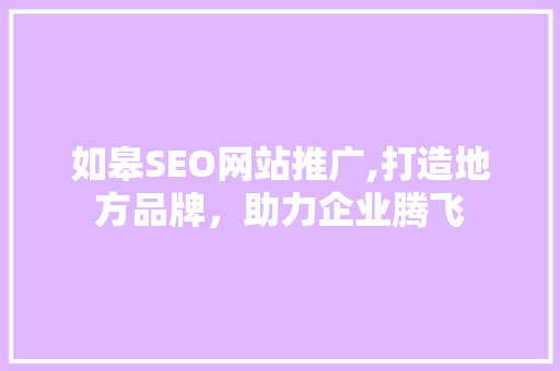 如皋SEO网站推广,打造地方品牌，助力企业腾飞
