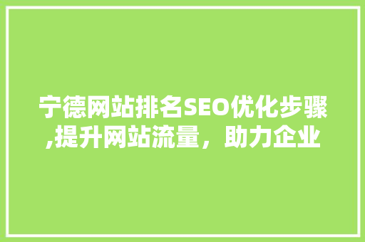 宁德网站排名SEO优化步骤,提升网站流量，助力企业腾飞
