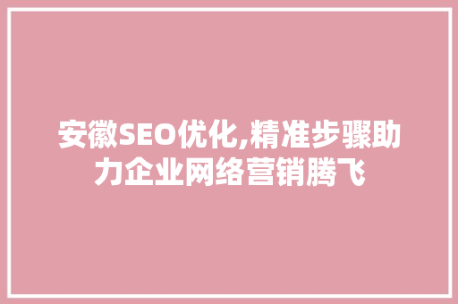 安徽SEO优化,精准步骤助力企业网络营销腾飞