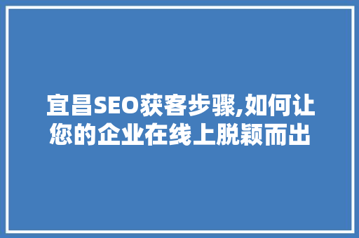 宜昌SEO获客步骤,如何让您的企业在线上脱颖而出