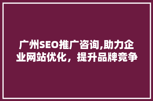 广州SEO推广咨询,助力企业网站优化，提升品牌竞争力