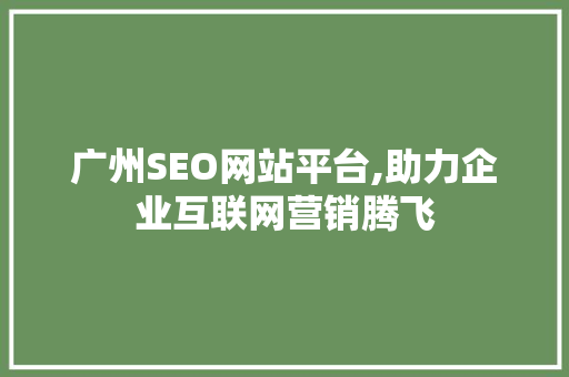 广州SEO网站平台,助力企业互联网营销腾飞