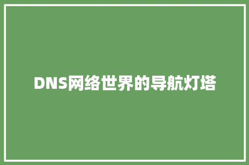 DNS网络世界的导航灯塔