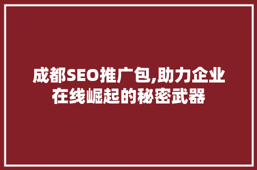 成都SEO推广包,助力企业在线崛起的秘密武器