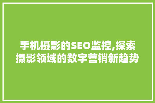 手机摄影的SEO监控,探索摄影领域的数字营销新趋势