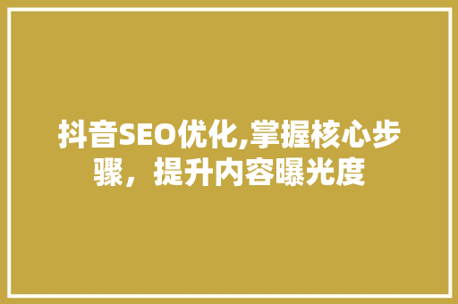 抖音SEO优化,掌握核心步骤，提升内容曝光度