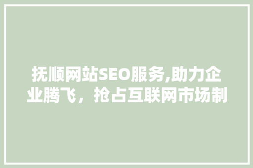 抚顺网站SEO服务,助力企业腾飞，抢占互联网市场制高点
