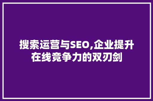 搜索运营与SEO,企业提升在线竞争力的双刃剑
