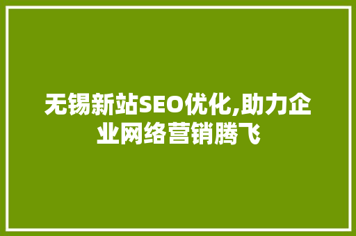 无锡新站SEO优化,助力企业网络营销腾飞