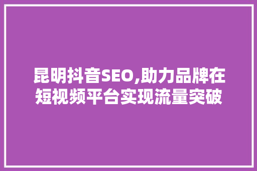 昆明抖音SEO,助力品牌在短视频平台实现流量突破