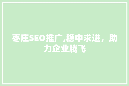 枣庄SEO推广,稳中求进，助力企业腾飞