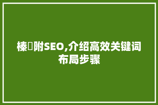 榛戝附SEO,介绍高效关键词布局步骤