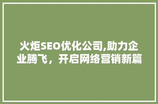 火炬SEO优化公司,助力企业腾飞，开启网络营销新篇章
