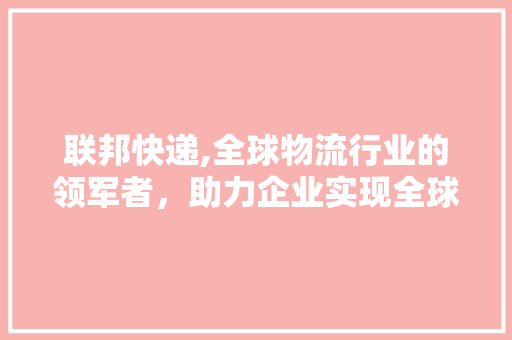 联邦快递,全球物流行业的领军者，助力企业实现全球化发展
