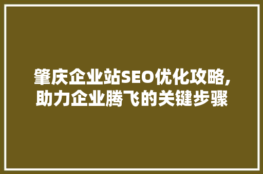 肇庆企业站SEO优化攻略,助力企业腾飞的关键步骤