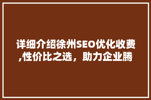 详细介绍徐州SEO优化收费,性价比之选，助力企业腾飞