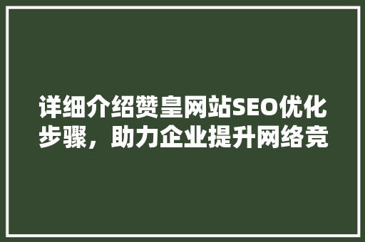 详细介绍赞皇网站SEO优化步骤，助力企业提升网络竞争力