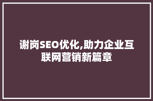 谢岗SEO优化,助力企业互联网营销新篇章