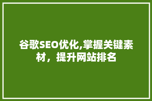 谷歌SEO优化,掌握关键素材，提升网站排名