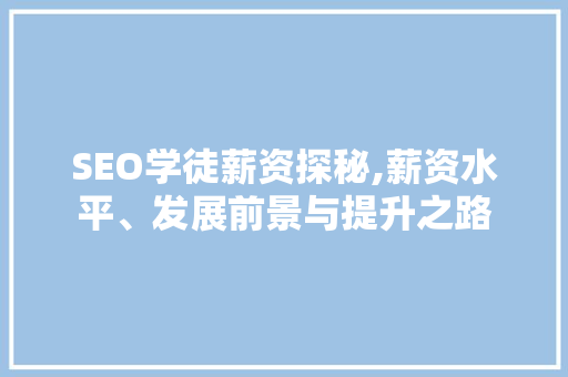 SEO学徒薪资探秘,薪资水平、发展前景与提升之路
