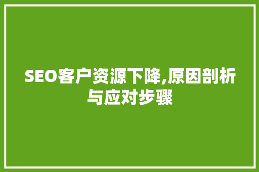 SEO客户资源下降,原因剖析与应对步骤