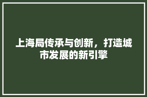 上海局传承与创新，打造城市发展的新引擎