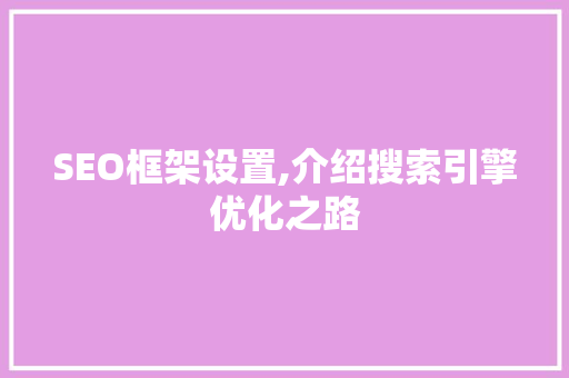 SEO框架设置,介绍搜索引擎优化之路