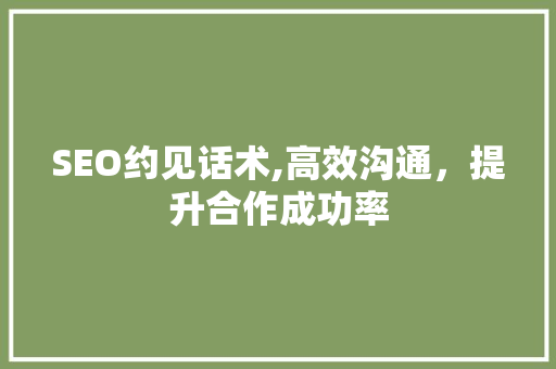 SEO约见话术,高效沟通，提升合作成功率