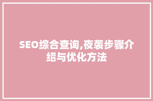 SEO综合查询,夜袭步骤介绍与优化方法