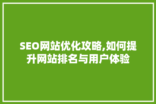 SEO网站优化攻略,如何提升网站排名与用户体验
